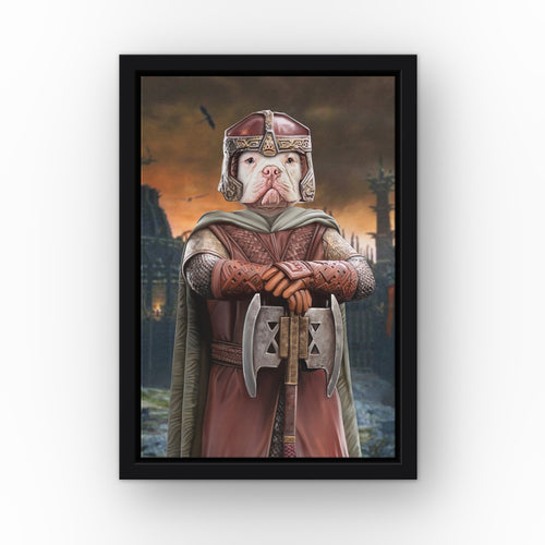 The Dwarf (Background 4) custom pet canvas in a black floating frame