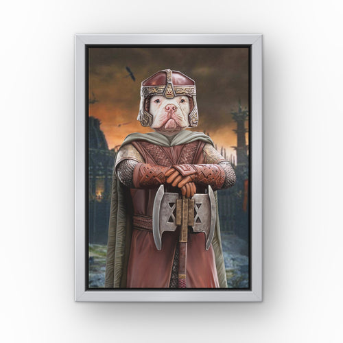 The Dwarf (Background 4) custom pet canvas in a silver floating frame