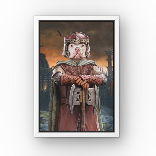 The Dwarf (Background 4) custom pet canvas in a white floating frame