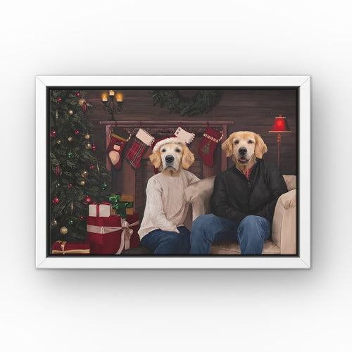 The Family Christmas custom pet canvas in a white floating frame