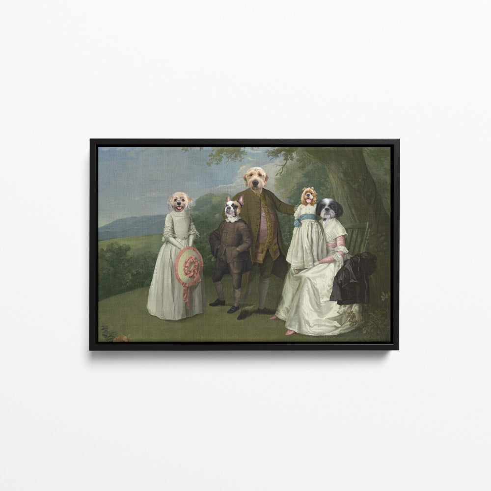 The Family Picnic (Five Pets) - Custom Pet Canvas