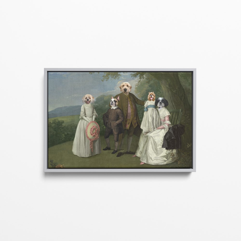 The Family Picnic (Five Pets) - Custom Pet Canvas