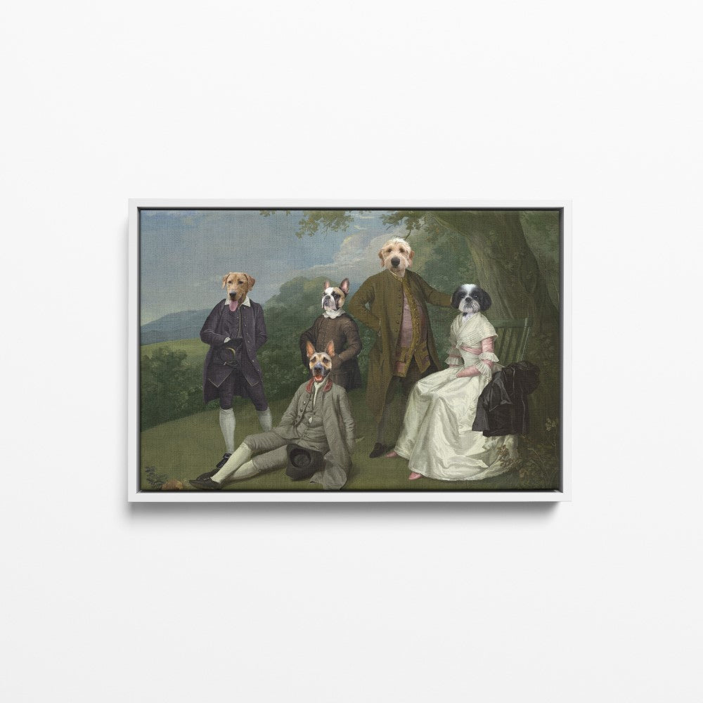 The Family Picnic (Five Pets) - Custom Pet Canvas