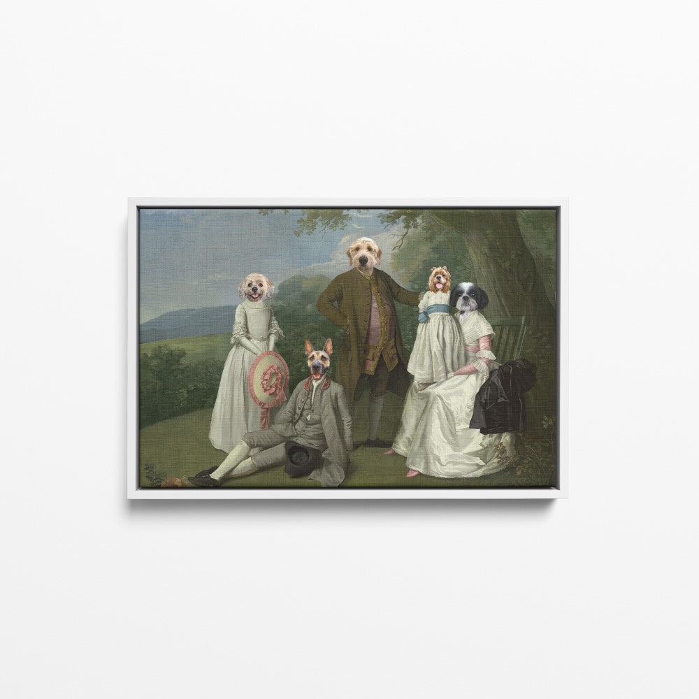 The Family Picnic (Five Pets) - Custom Pet Canvas