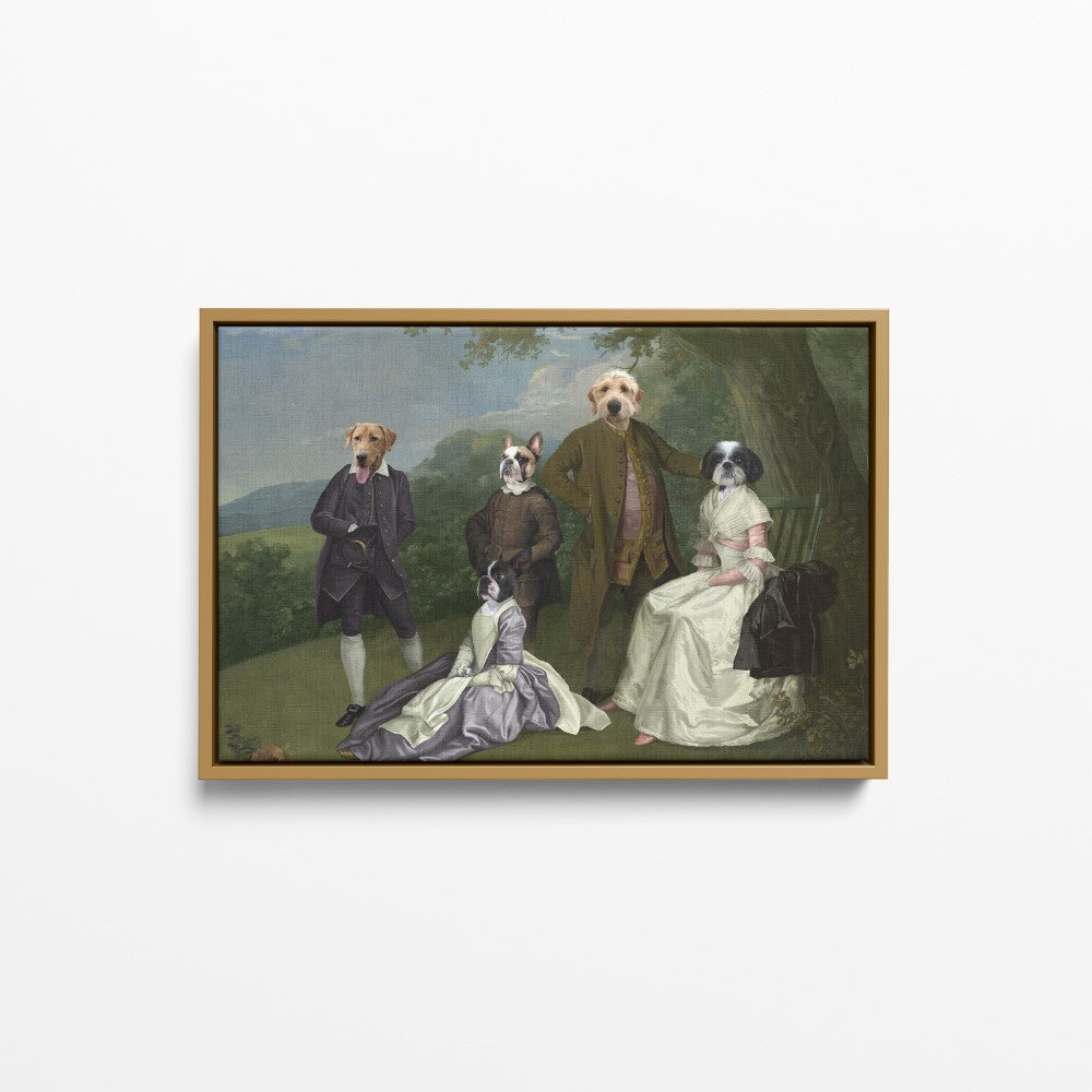 The Family Picnic (Five Pets) - Custom Pet Canvas