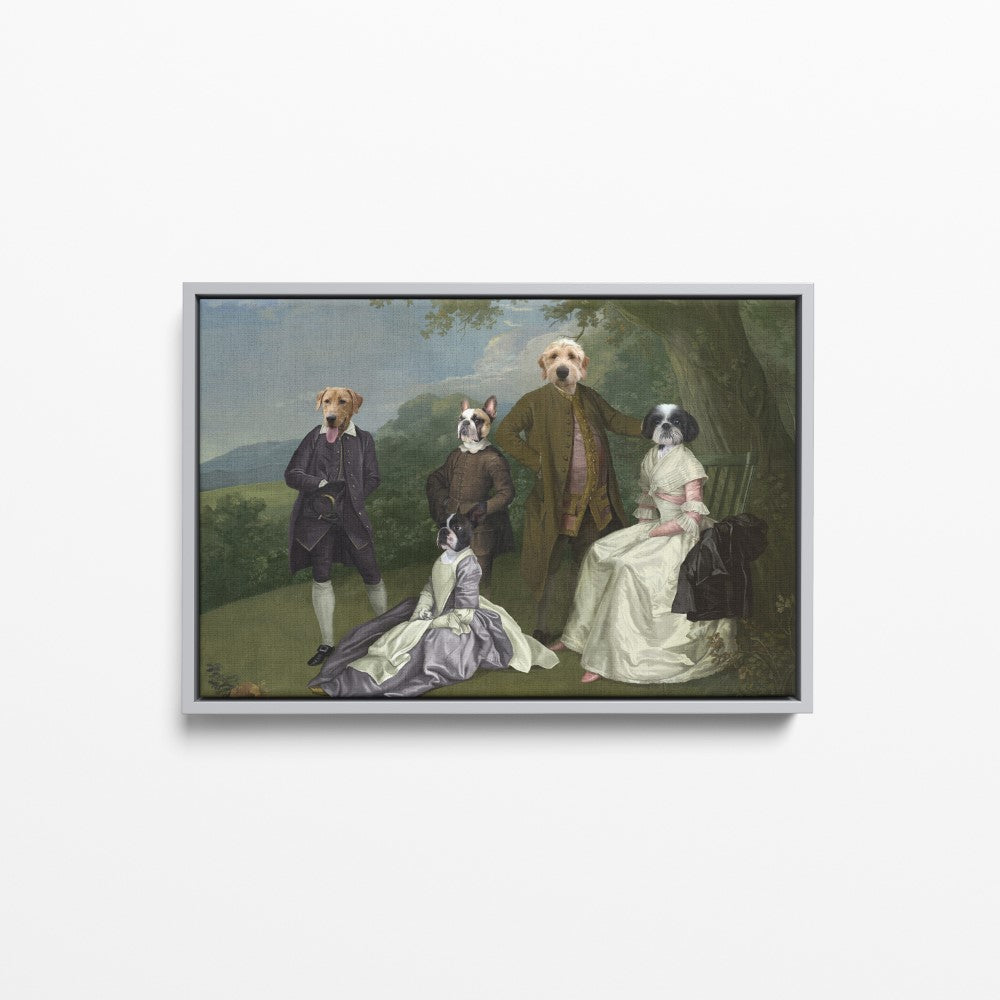 The Family Picnic (Five Pets) - Custom Pet Canvas