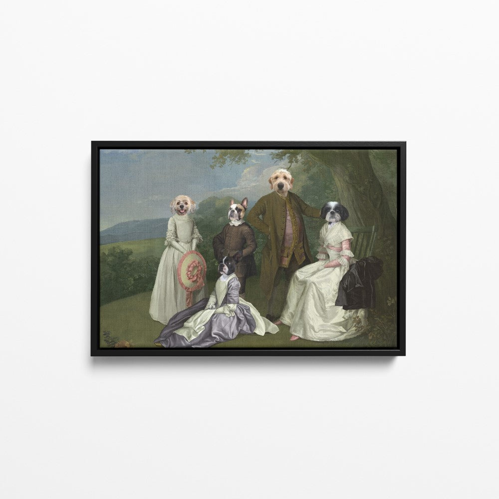 The Family Picnic (Five Pets) - Custom Pet Canvas
