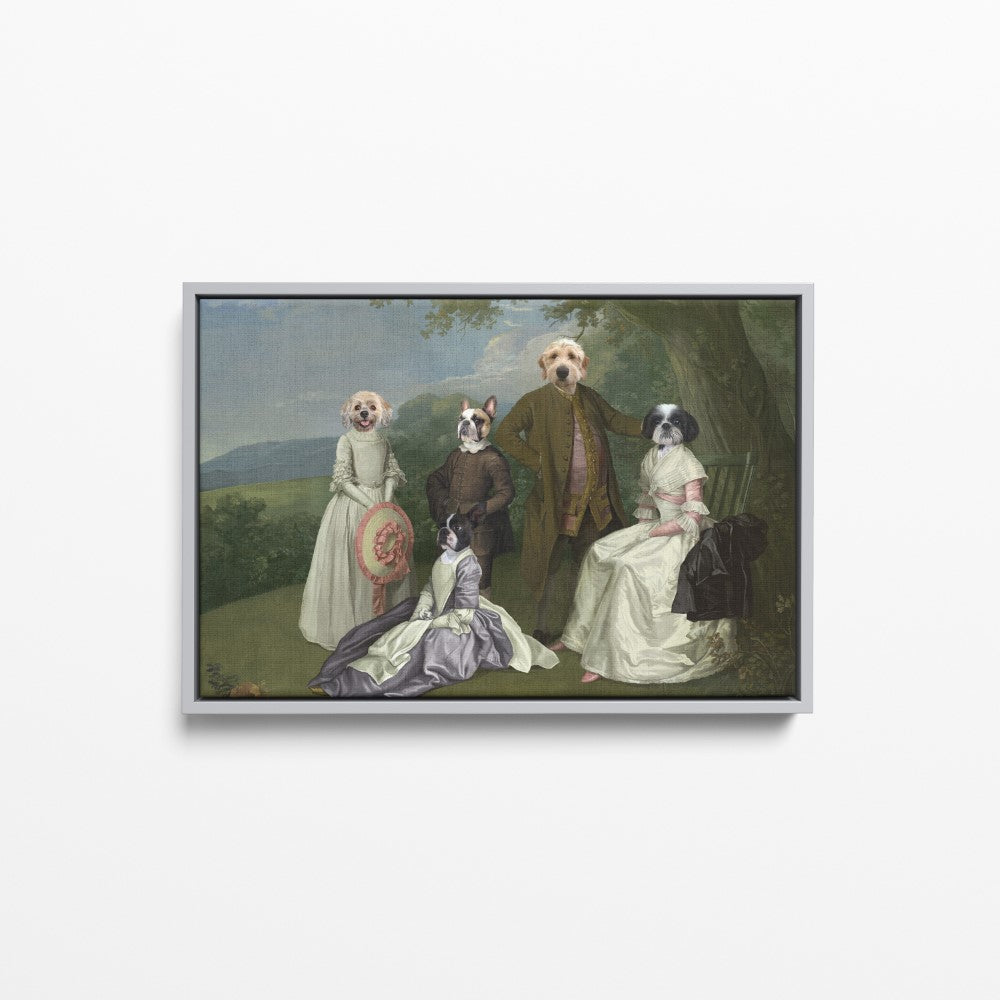 The Family Picnic (Five Pets) - Custom Pet Canvas
