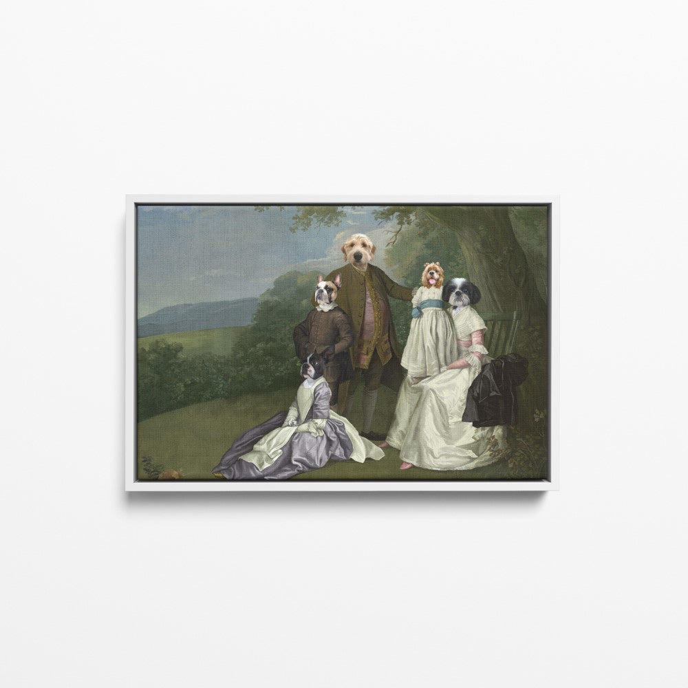 The Family Picnic (Five Pets) - Custom Pet Canvas