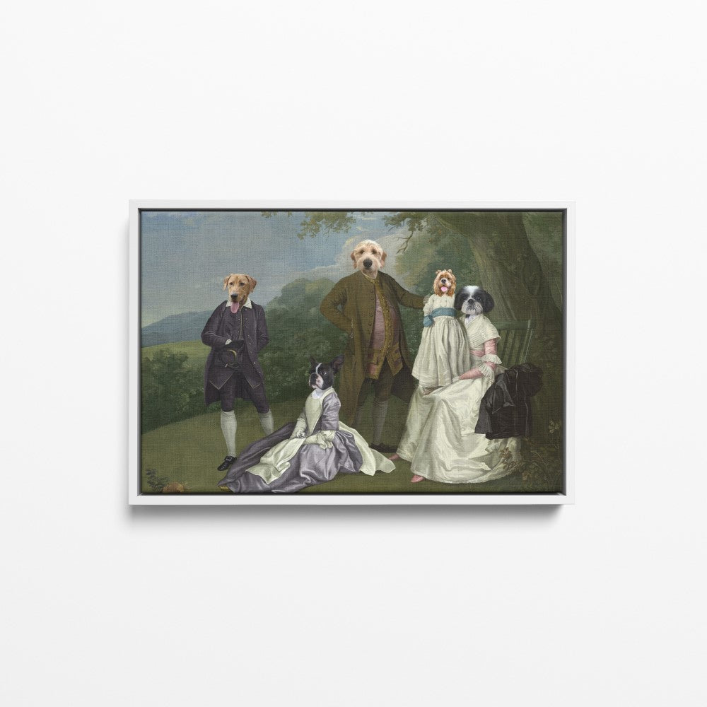 The Family Picnic (Five Pets) - Custom Pet Canvas