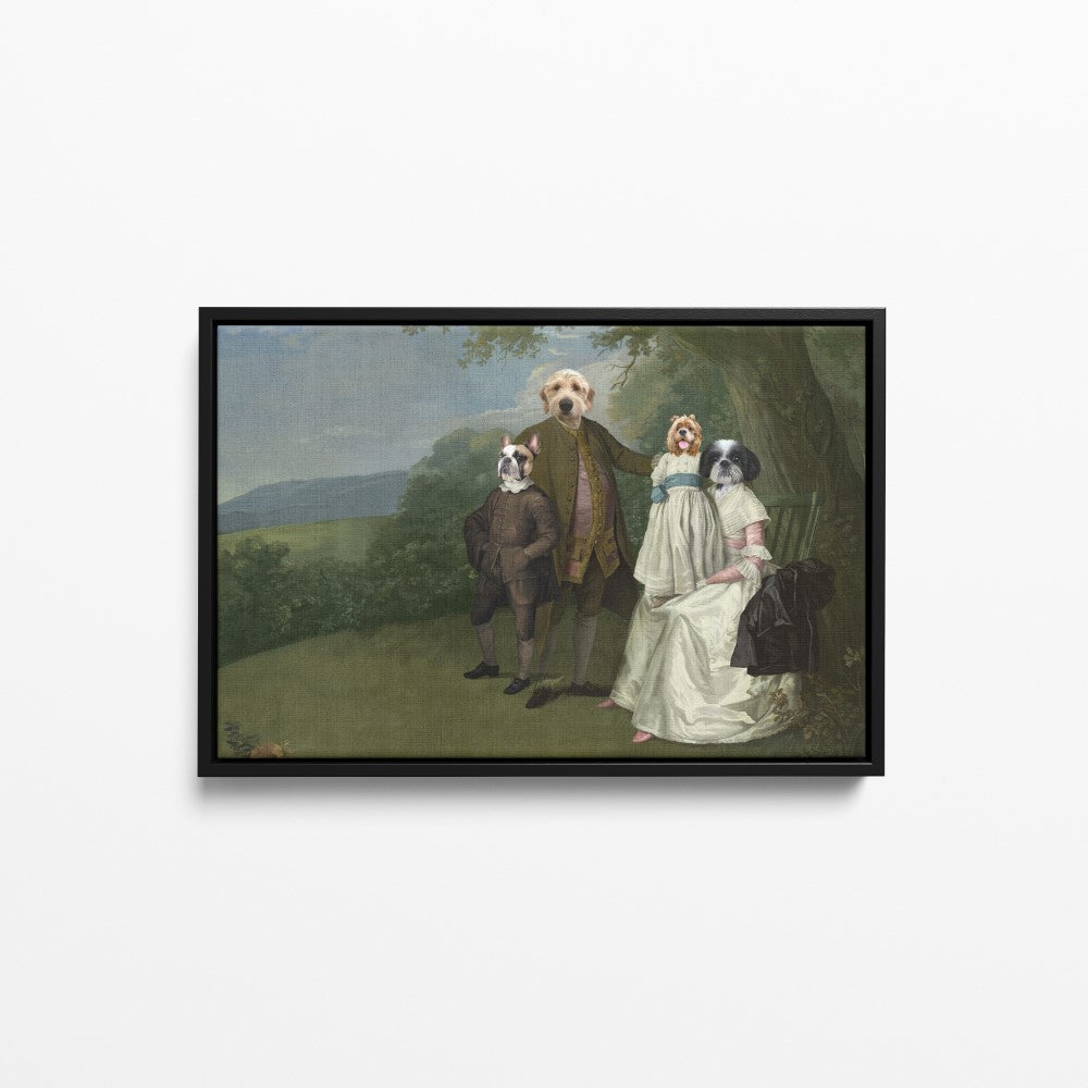 The Family Picnic (Four Pets) - Custom Pet Canvas