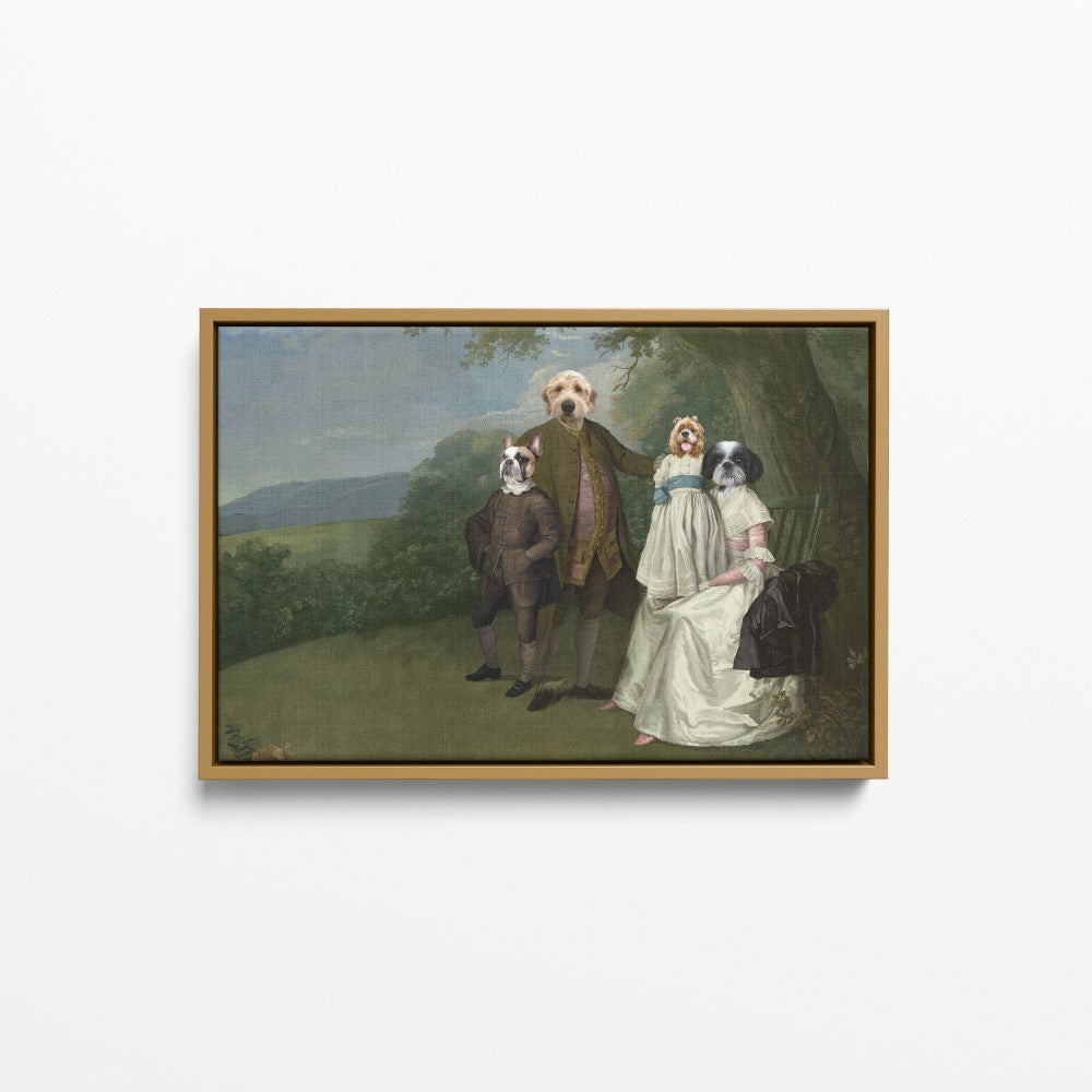 The Family Picnic (Four Pets) - Custom Pet Canvas