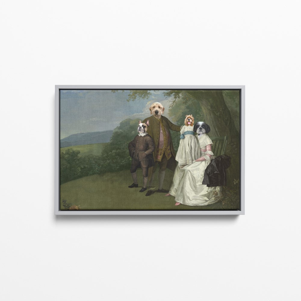 The Family Picnic (Four Pets) - Custom Pet Canvas