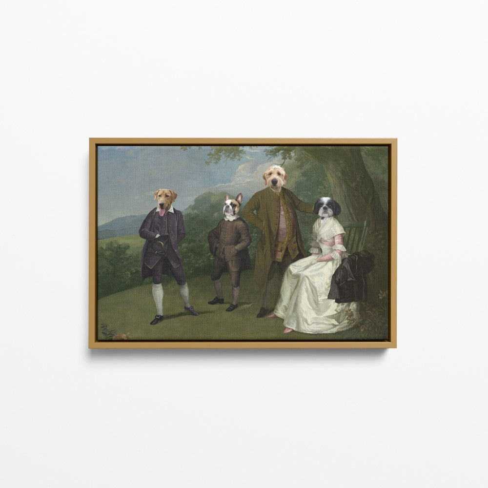 The Family Picnic (Four Pets) - Custom Pet Canvas