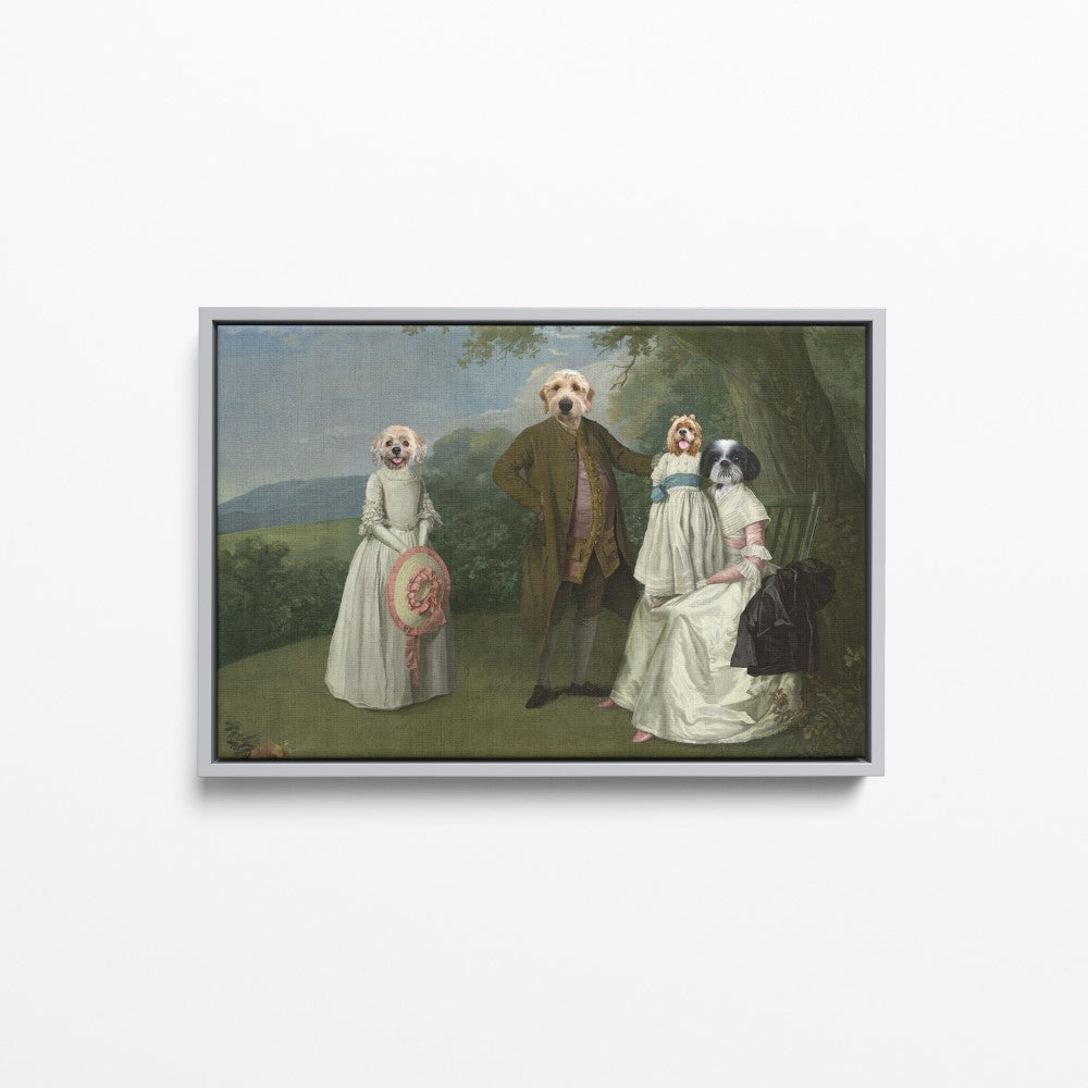 The Family Picnic (Four Pets) - Custom Pet Canvas