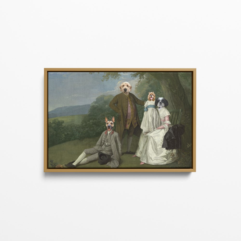 The Family Picnic (Four Pets) - Custom Pet Canvas