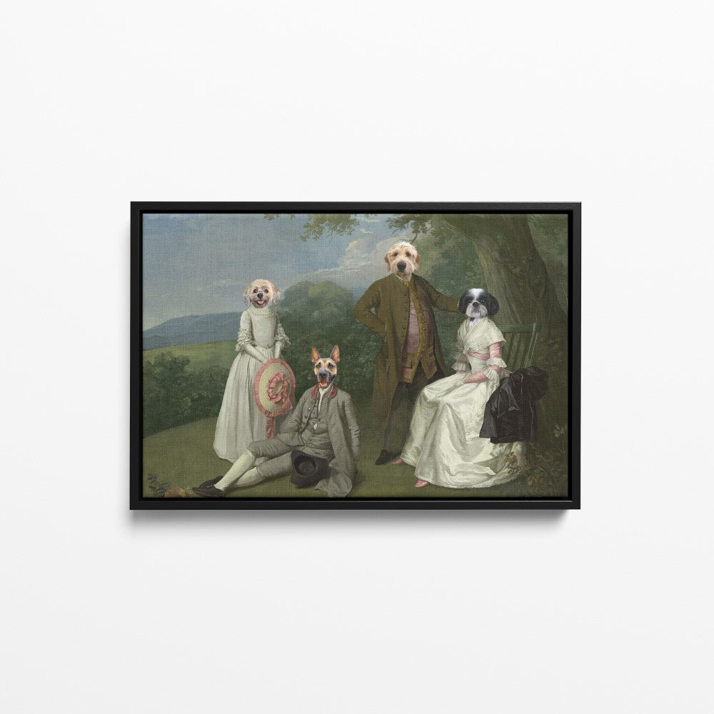 The Family Picnic (Four Pets) - Custom Pet Canvas