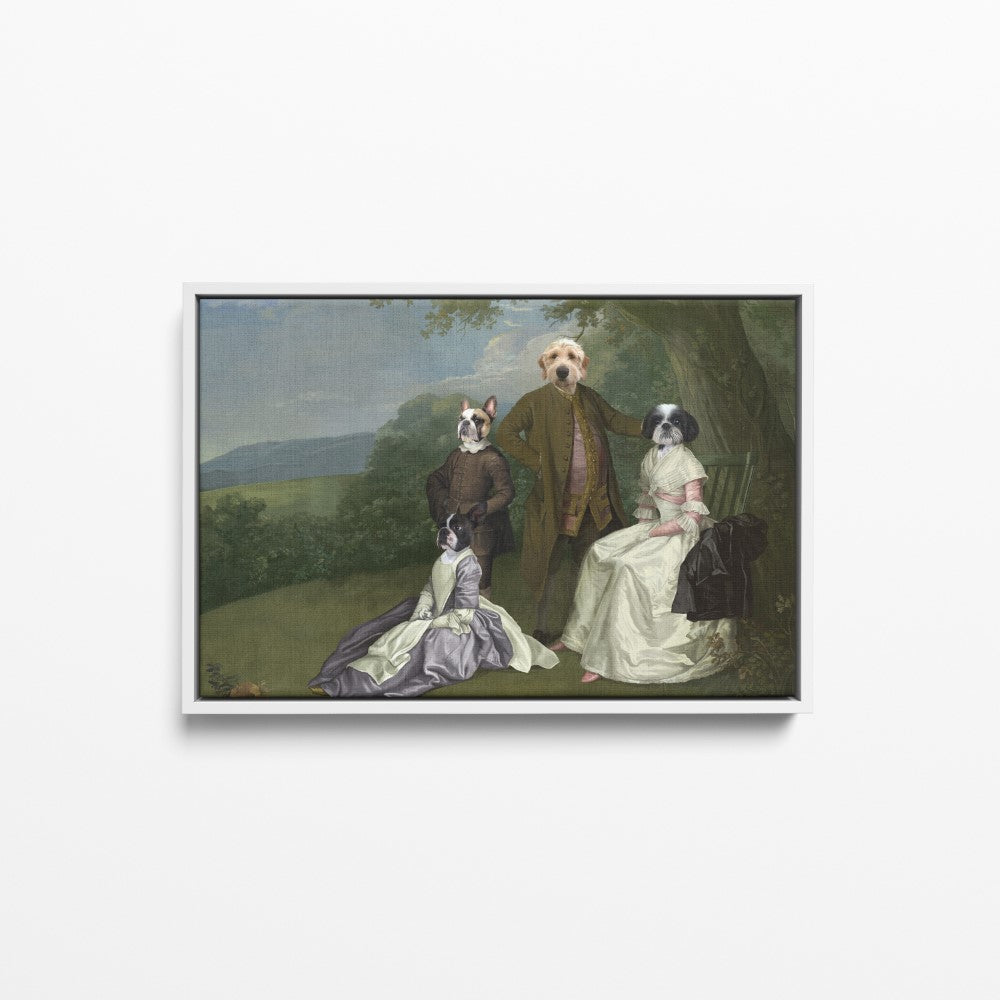 The Family Picnic (Four Pets) - Custom Pet Canvas
