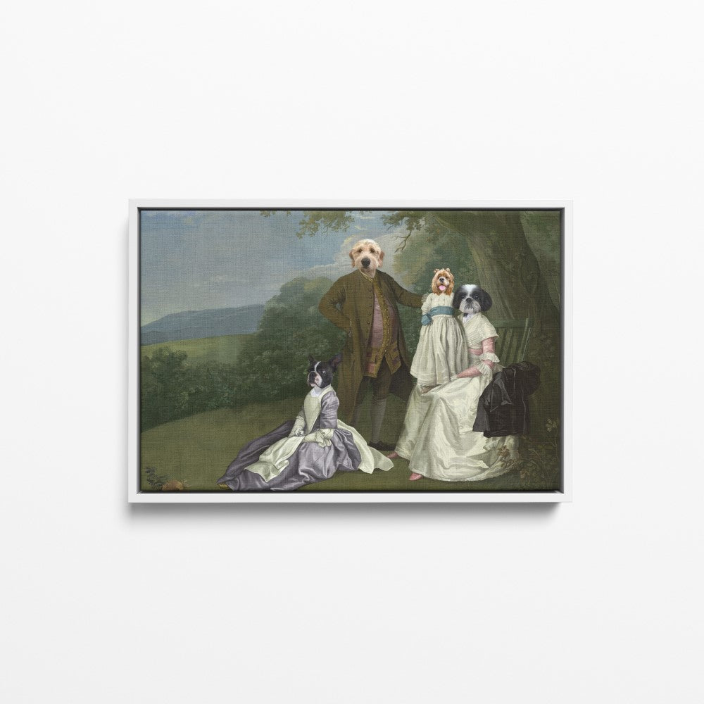 The Family Picnic (Four Pets) - Custom Pet Canvas