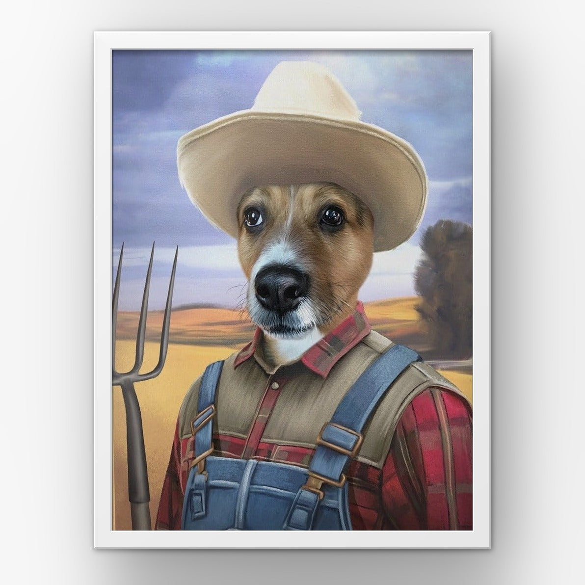 The Farmer custom pet poster in a white frame