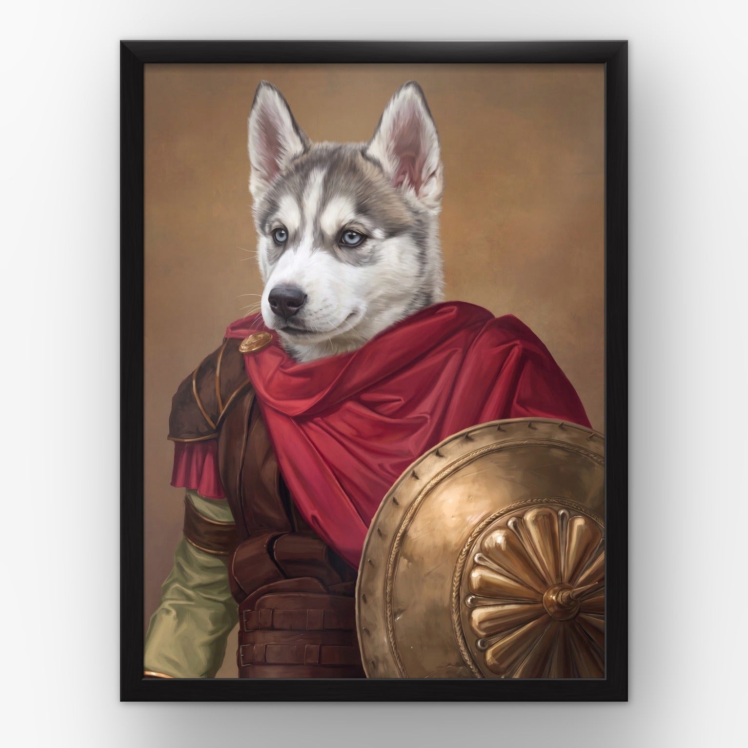 The Gladiator custom pet poster in a black frame