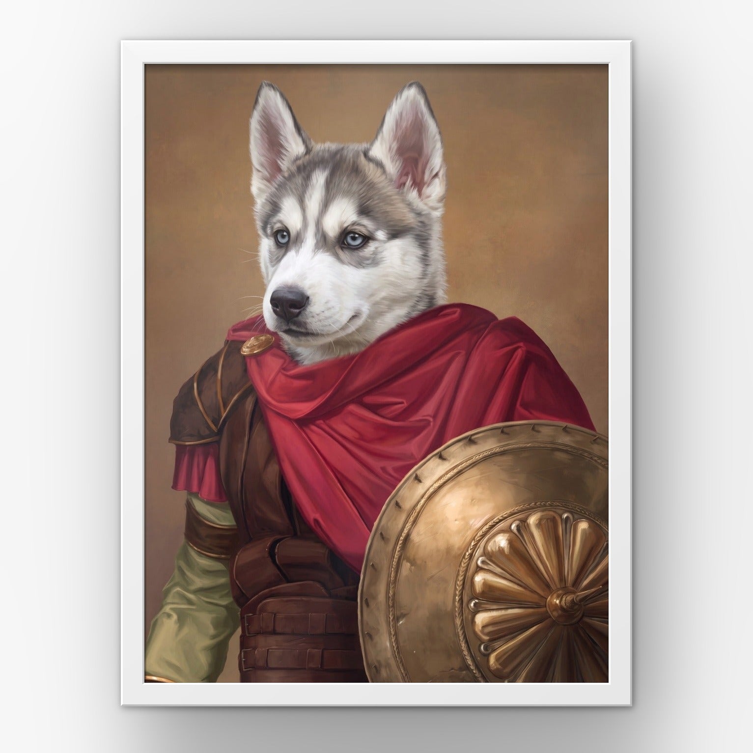 The Gladiator custom pet poster in a white frame
