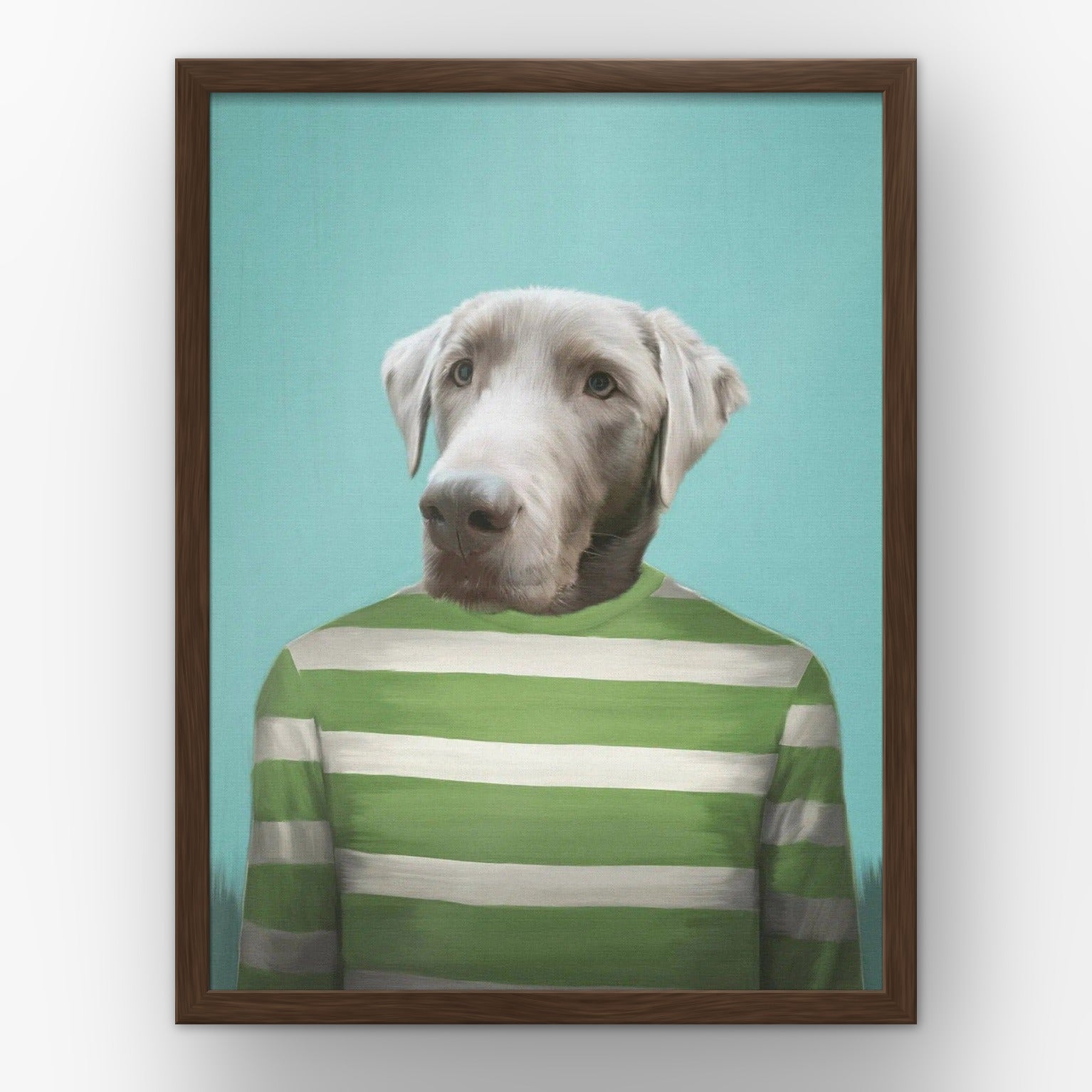 The Green Candy Cane custom pet poster in a walnut frame