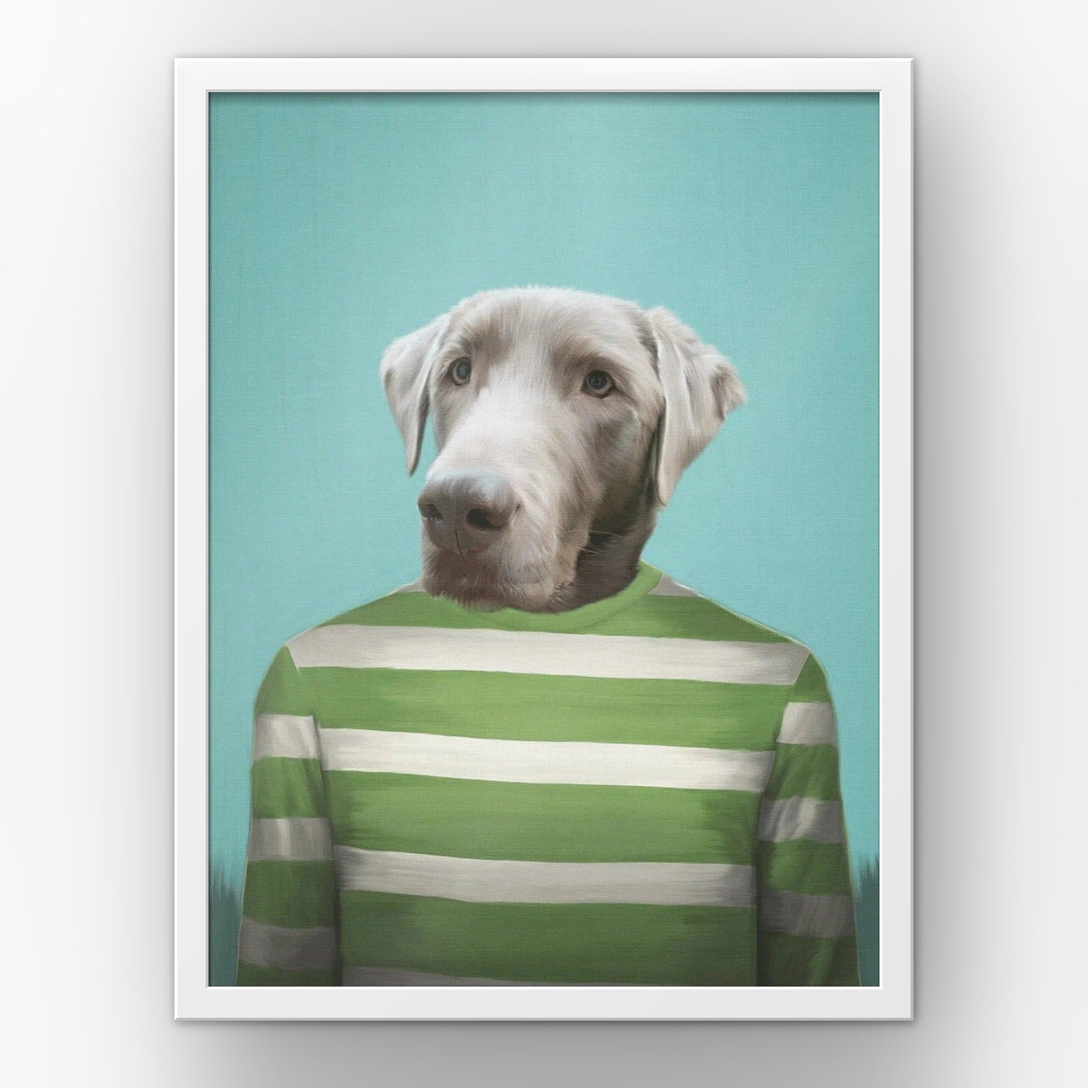 The Green Candy Cane custom pet poster in a white frame