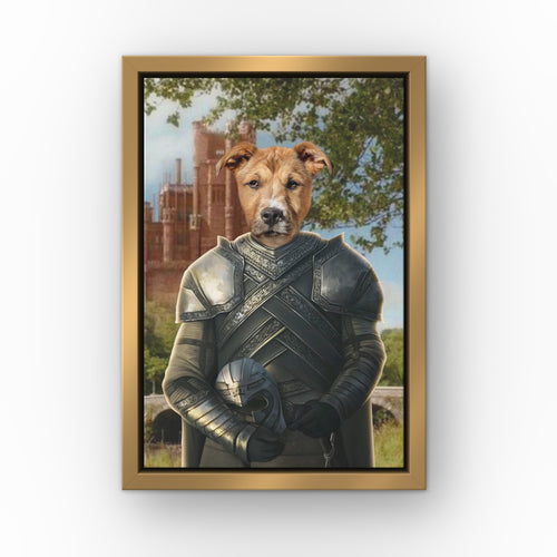 The Kingmaker (Castle 1) custom pet canvas in a gold floating frame