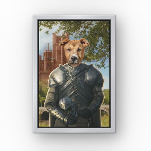 The Kingmaker (Castle 1) custom pet canvas in a silver floating frame