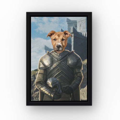 The Kingmaker (Castle 2) custom pet canvas in a black floating frame