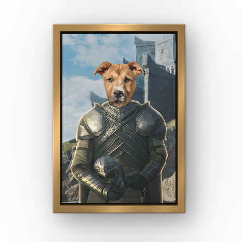 The Kingmaker (Castle 2) custom pet canvas in a gold floating frame