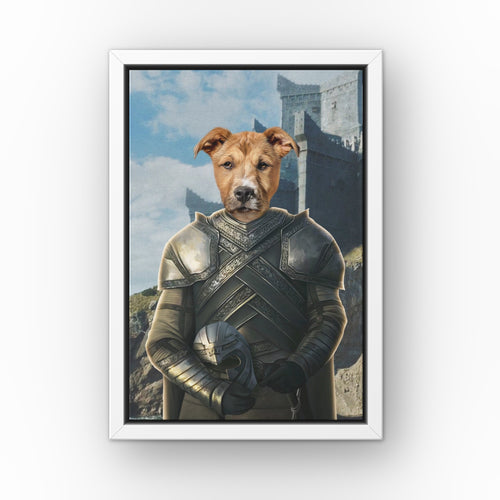 The Kingmaker (Castle 2) custom pet canvas in a white floating frame