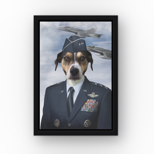 The Male Air Force custom pet canvas in a black floating frame