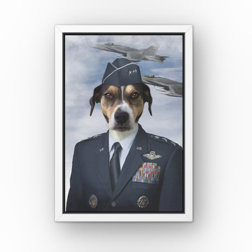 The Male Air Force custom pet canvas in a white floating frame