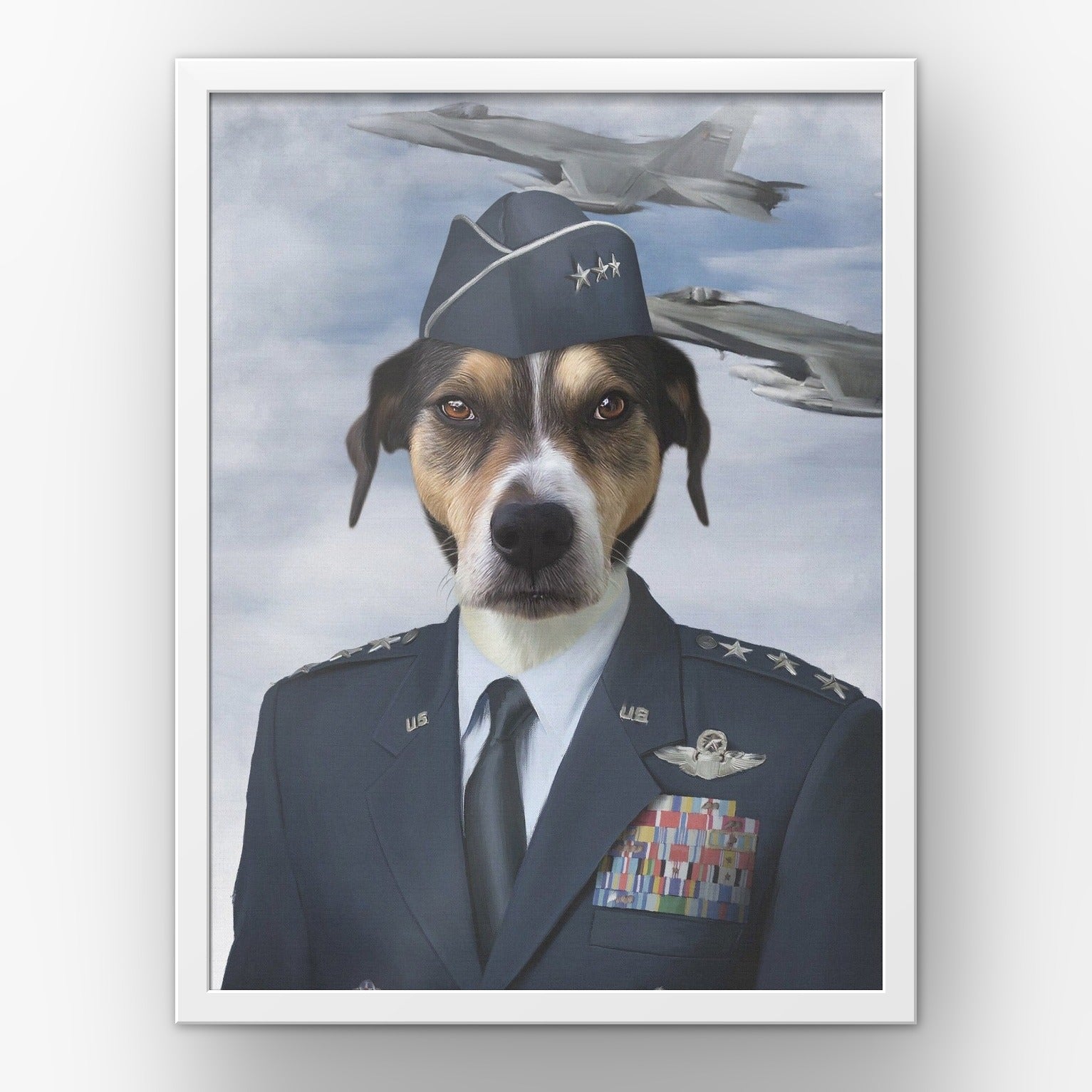 The Male Air Force custom pet poster in a white frame