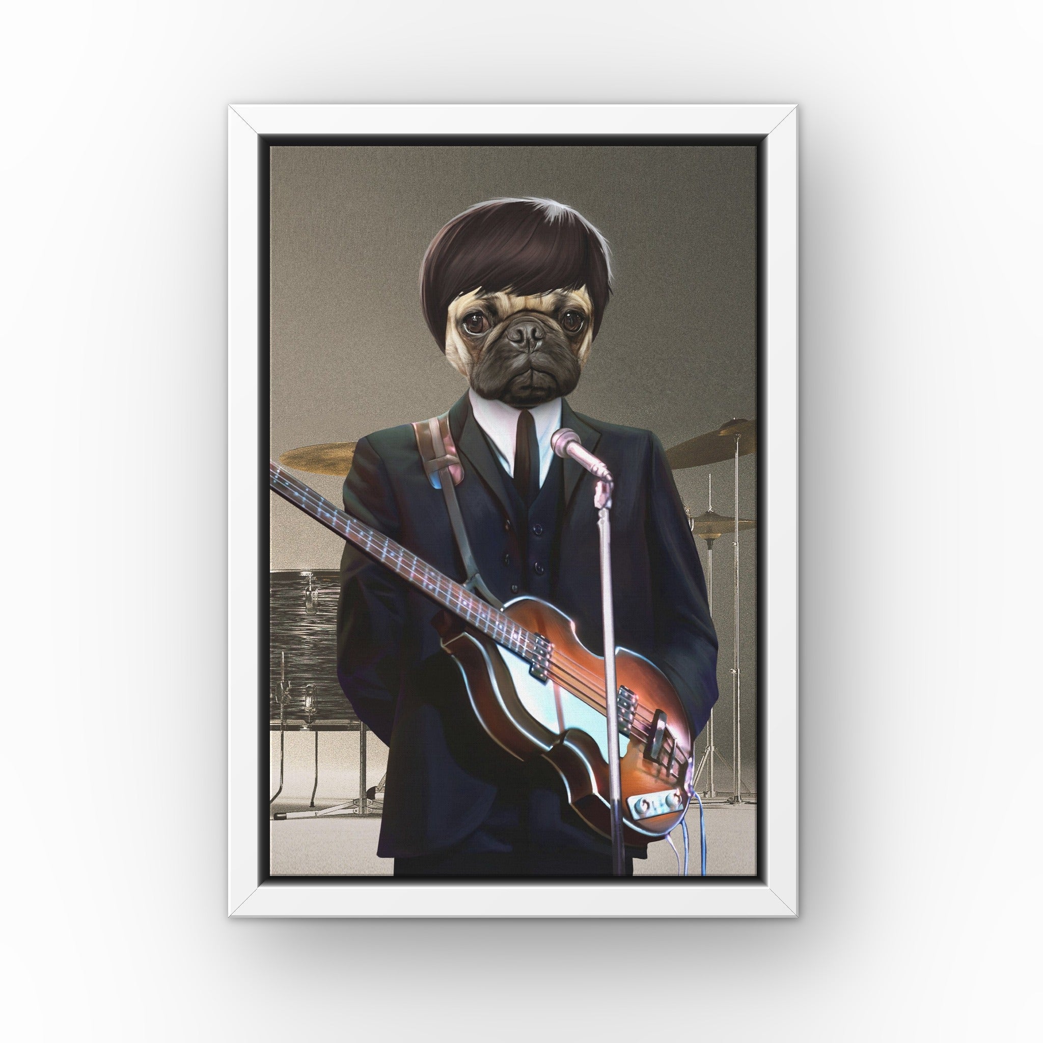 The McCartney custom pet canvas in a white floating frame