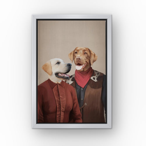 The Outlaws custom pet canvas in a silver floating frame