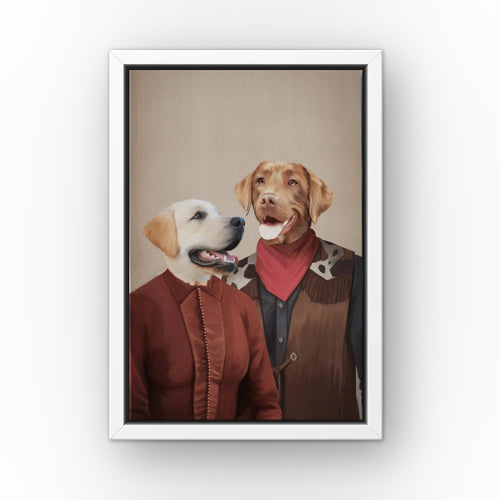 The Outlaws custom pet canvas in a white floating frame