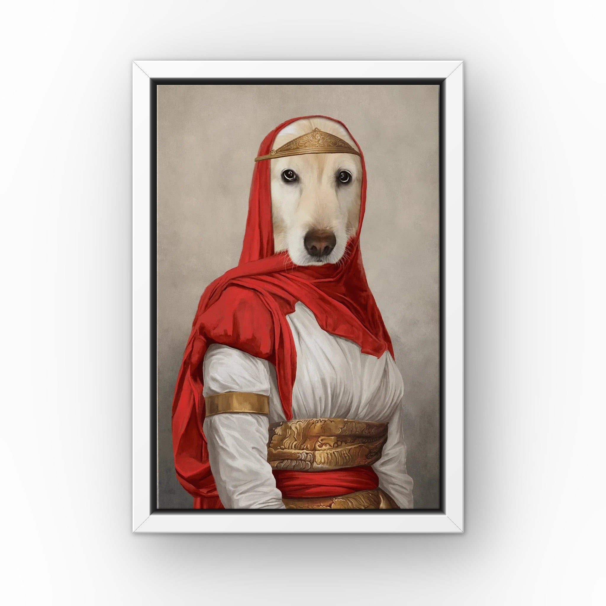 The Persian Princess custom pet canvas in a white floating frame