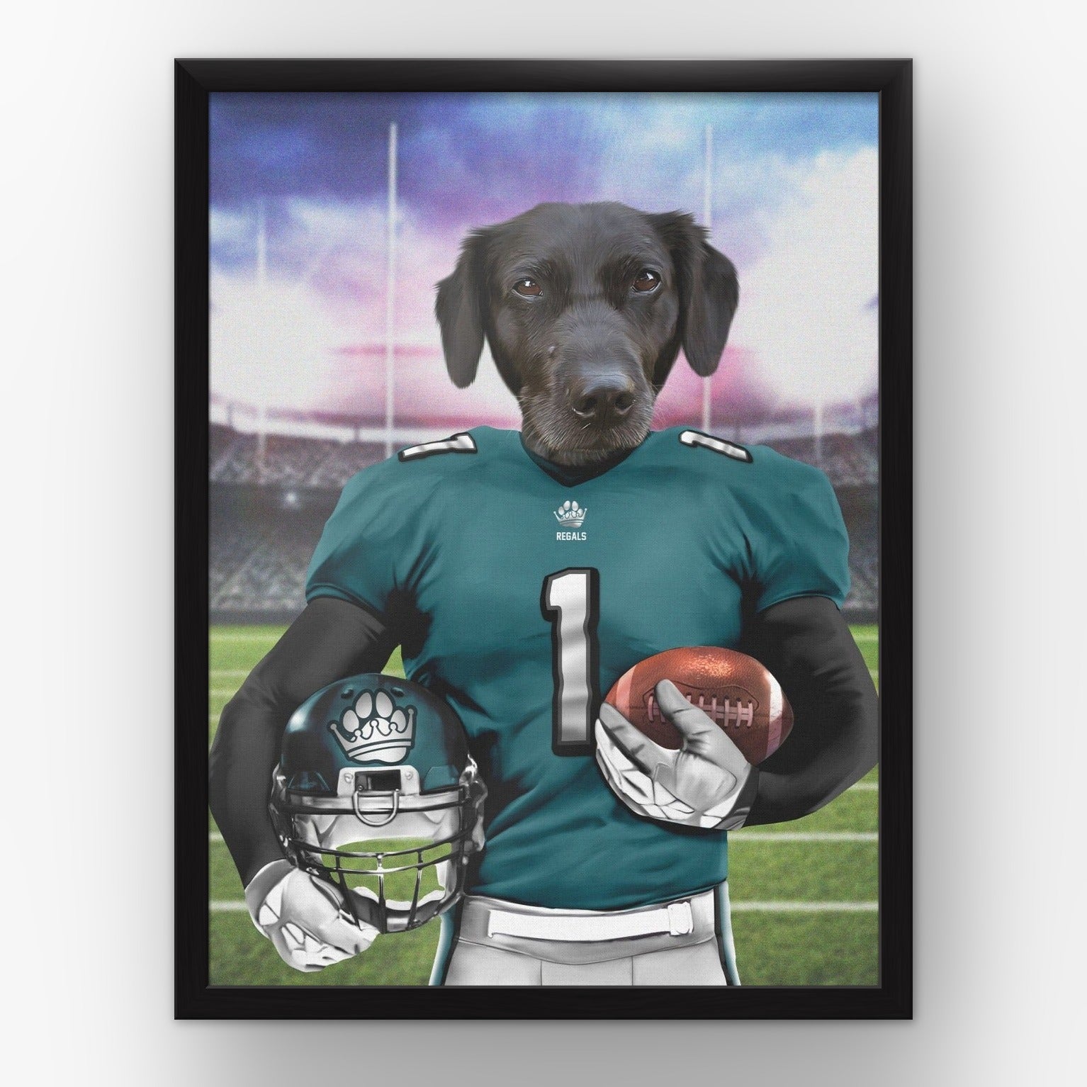 The Regals custom pet poster in a black frame