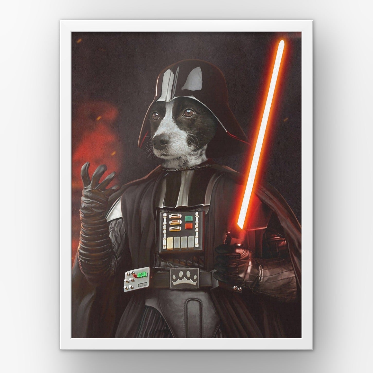 The Sci Fi Lord custom pet poster in a white frame