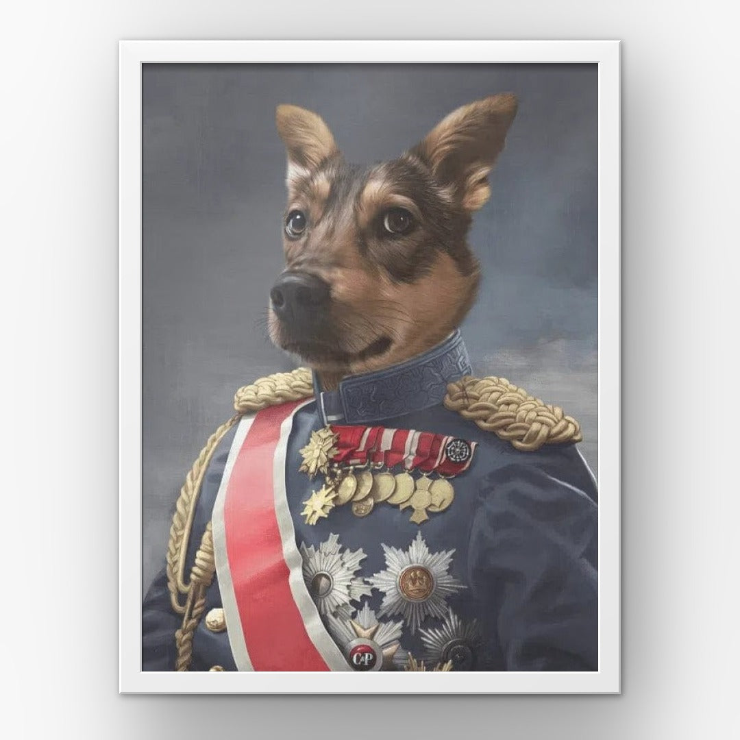 The Sergeant custom pet poster in a white frame