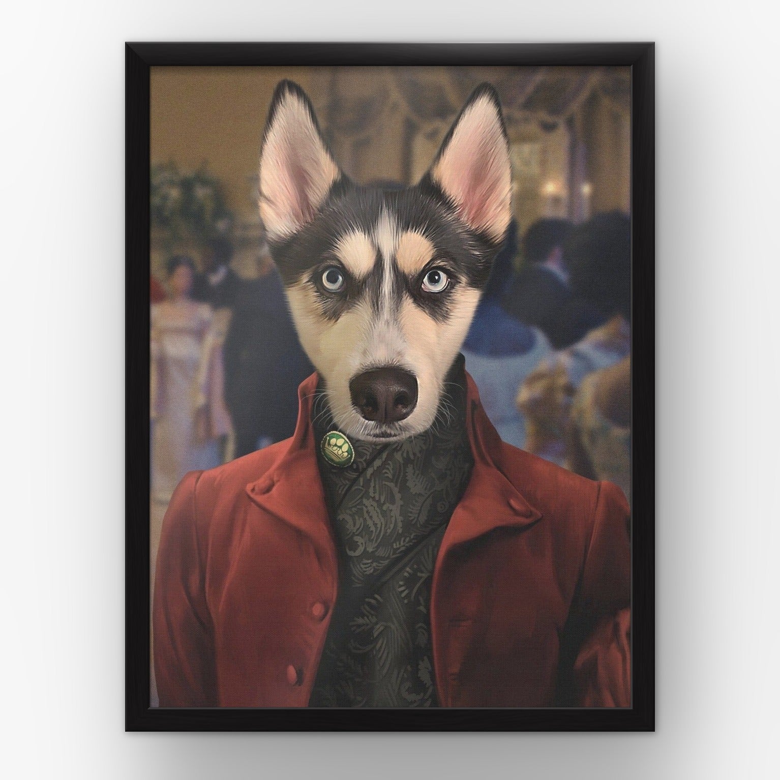 The Simon custom pet poster in a black frame