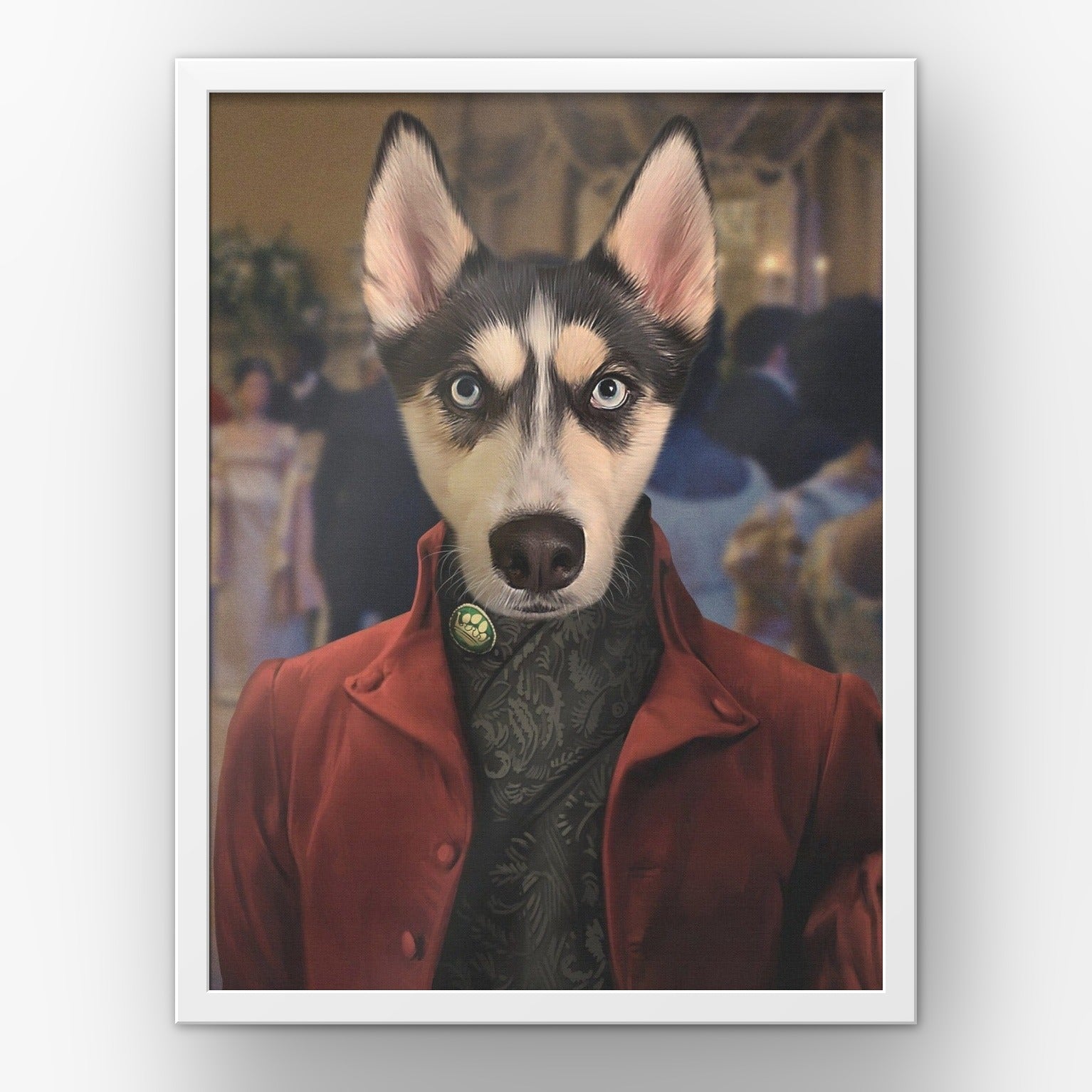 The Simon custom pet poster in a white frame
