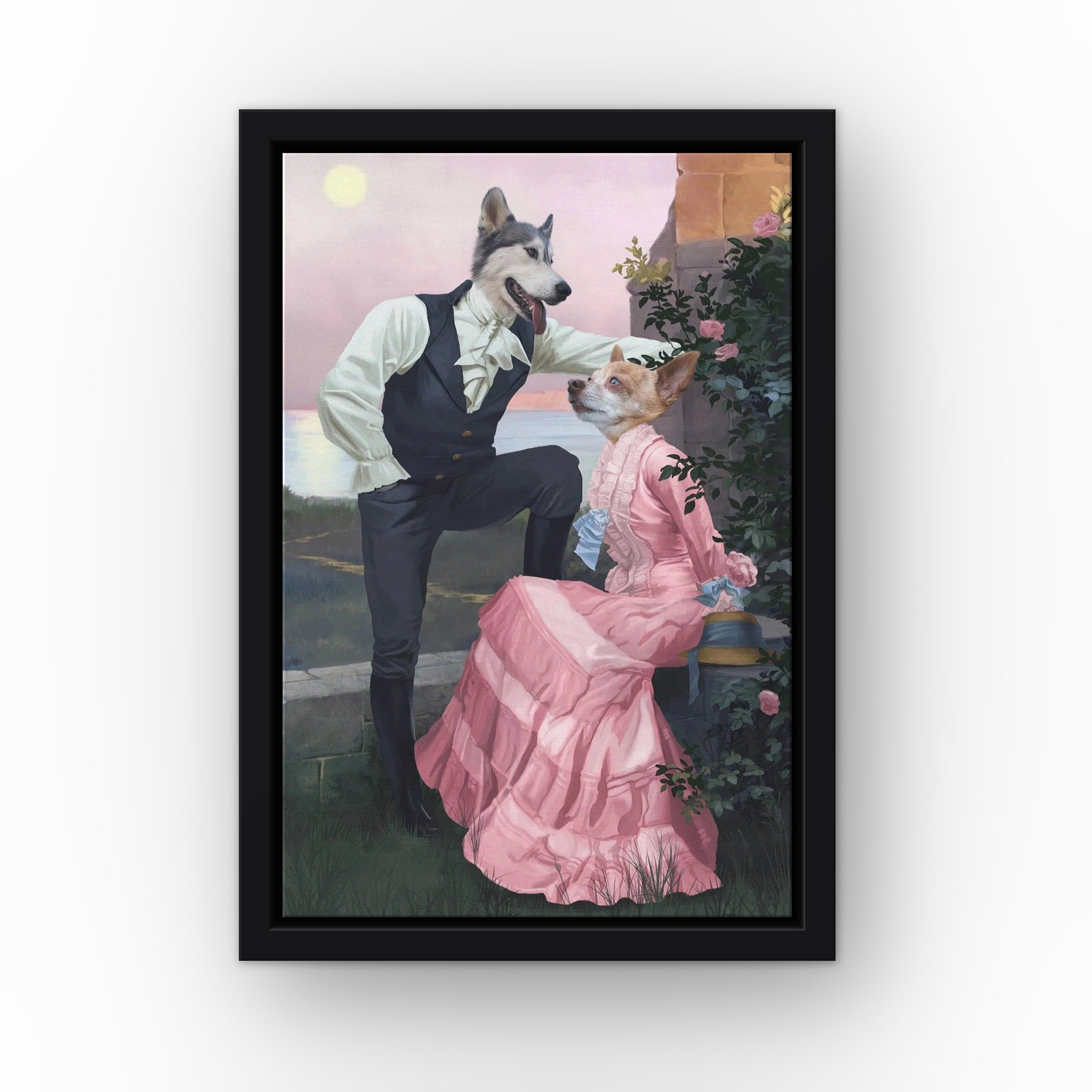 The Smooth Talkers custom pet canvas in a black floating frame