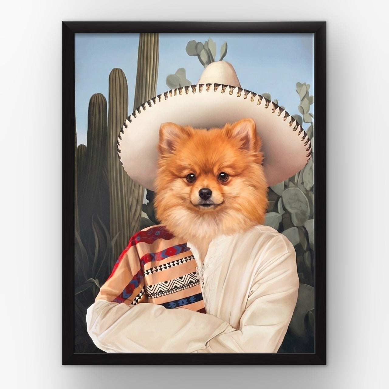 The Sombrero custom pet poster in a black frame