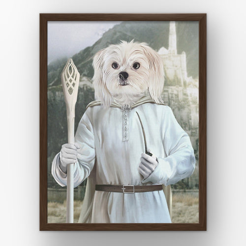 The Sorcerer (background 1) custom pet poster in a walnut frame