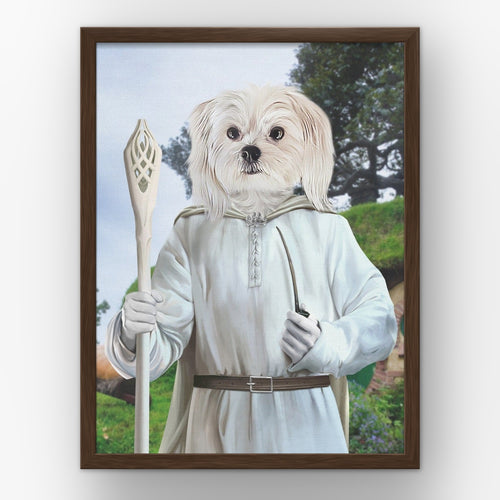The Sorcerer (background 2) custom pet poster in a walnut frame