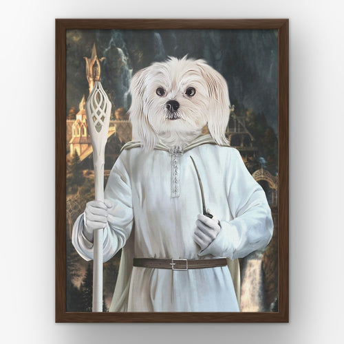 The Sorcerer (background 3) custom pet poster in a walnut frame